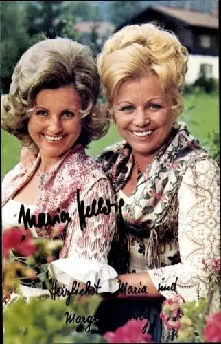 Ak Schauspielerinnen und Sängerinnen Maria und Margot Hellwig, Portrait, Autogramm
