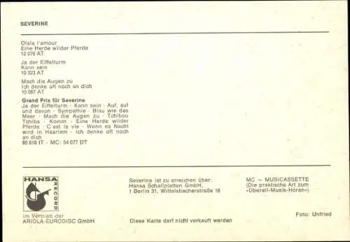 Ak Sängerin Severine, Portrait, Autogramm