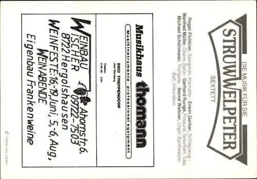 Ak Musikgruppe Struwwelpeter Sextett, Gruppenbild, Autogramme