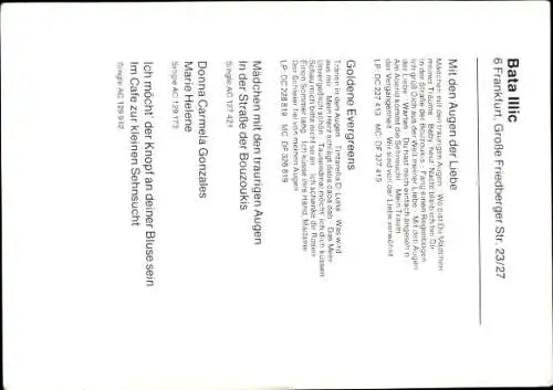 Ak Sänger Bata Illic, Portrait, Autogramm