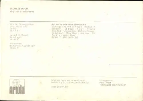 Ak Schlagersänger Michael Holm, Portrait, Autogramm