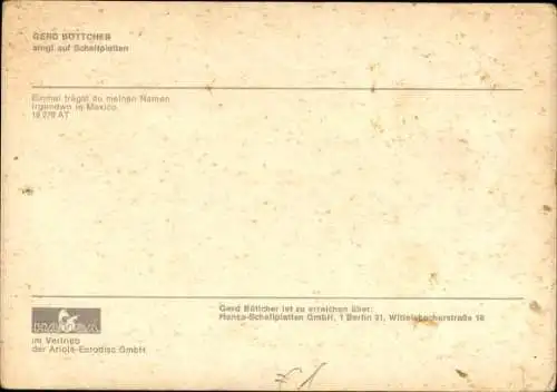 Ak Sänger Gert Böttcher, Schallplatte, Portrait, Autogramm