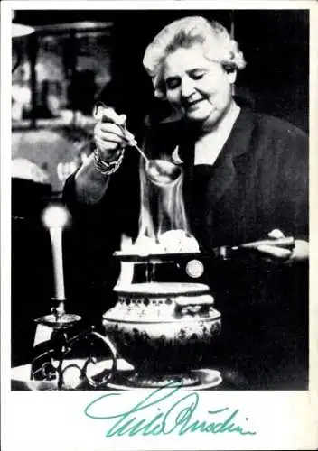 Ak Schauspielerin Lilo Ruschin, Portrait, Autogramm, Feuerzangen-Bowle