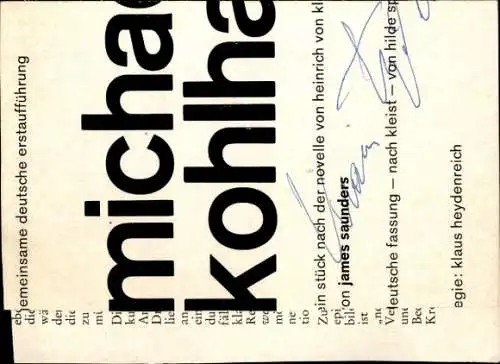 Ak Zeitungsausschnitt, Autogramm, michael kohlhaas