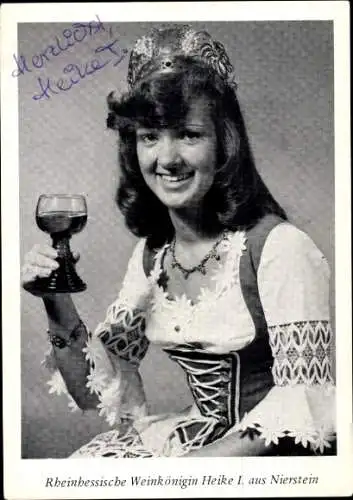 Ak Schauspielerin und Rheinhessische Weinkönigin Heike I., Portrait, Autogramm