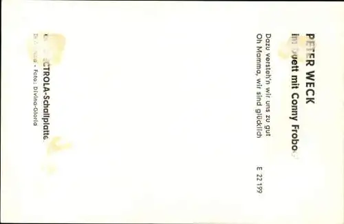 Ak Sänger Peter Weck, Electrola Schallplatten, Autogramm