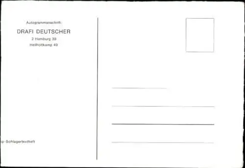 Ak Sänger Drafi Deutscher, Portrait, Autogramm