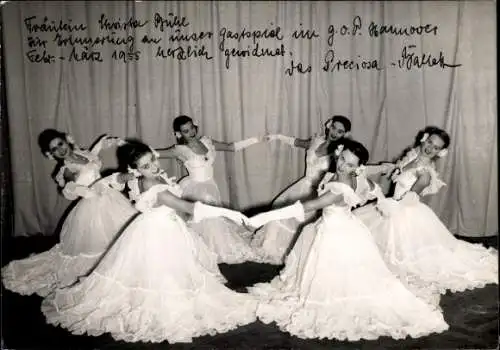 Ak Balletttänzerinnen Preciosa-Balleti, Gruppenbild 1955, Autogramm