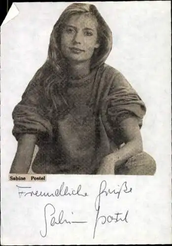 Ak Schauspielerin Sabine Postel, Portrait, Autogramm