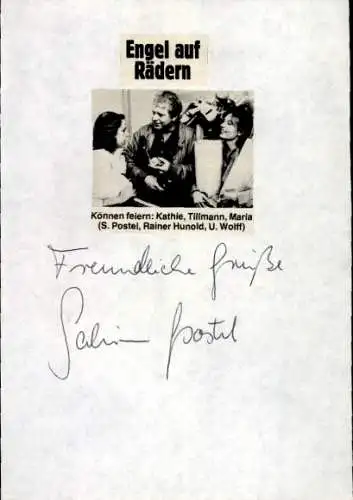 Ak Schauspielerin Sabine Postel, Portrait mit Rainer Hunold, U. Wolff, Autogramm