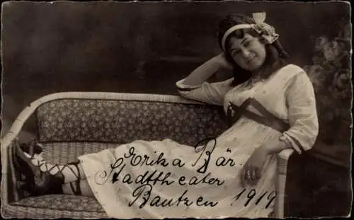 Ak Schauspielerin Erika Bär, Portrait 1919, Autogramm