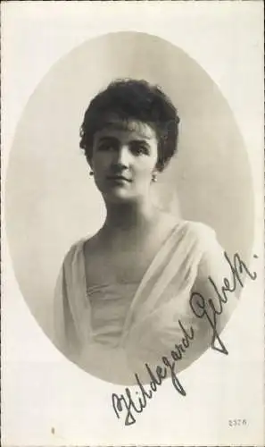 Ak Schauspielerin Hildegard Gebertz, Portrait, Autogramm 1918/19