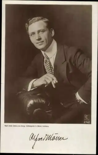 Ak Schauspieler Alfred Mauer, Portrait, Autogramm