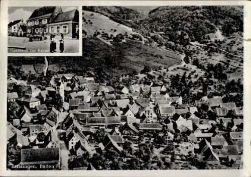 Ak Britzingen Müllheim in Baden Schwarzwald, Fliegeraufnahme, Gasthaus zur Krone