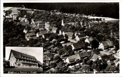 Ak Herzogenweiler Villingen Schwenningen im Schwarzwald, Fliegeraufnahme, Gasthaus zum Hirsch