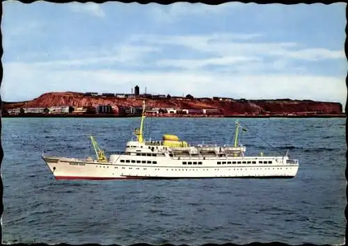 Ak Helgoland, Schiff D. E. S. Bunte Kuh vor der Insel, HADAG