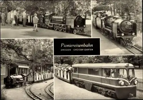 Ak Dresden Zentrum Altstadt, Pioniereisenbahn, Großer Garten