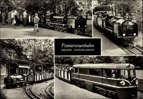 Ak Dresden Zentrum Altstadt, Pioniereisenbahn, Großer Garten