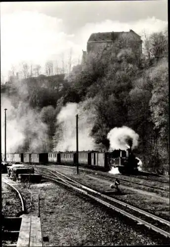 Ak Wolkenstein im Erzgebirge, Schmalspurbahn Wolkenstein-Jöhstadt, Tenderlokomotive 99 51 60, 1981