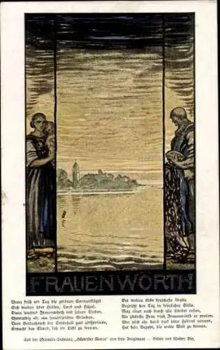 Künstler Ak Fraueninsel Gemeinde Chiemsee, Kloster Frauenchiemsee, Frauenwörth