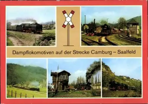 Ak Camburg an der Saale Thüringen, Dampflok auf Strecke Camburg Saalfeld, Saalbahn