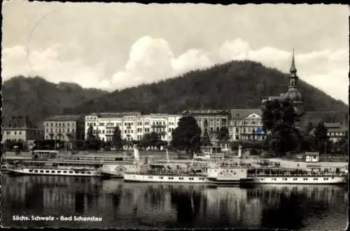 Ak Bad Schandau Elbe, Salondampfer Riesa und Leipzig, Stadt