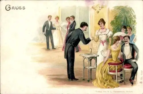 Litho Tanzende Menschen, Tanzpaar