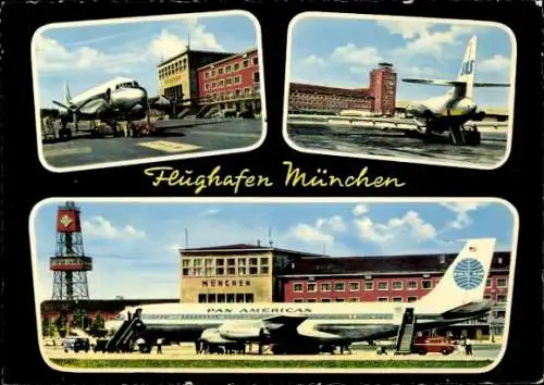 Ak München Bayern, Flughafen, Flugzeug Pan American, SAS