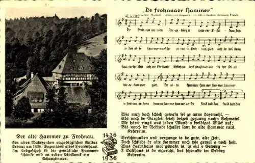 Lied Ak Frohnau Annaberg Buchholz Erzgebirge, Dr Frohnaaer Hammer, Hammerschänke, Alfred Kaaden