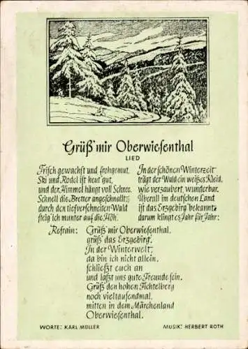 Lied Ak Oberwiesenthal im Erzgebirge, Wald, Winteransicht, Karl Müller, Herbert Roth