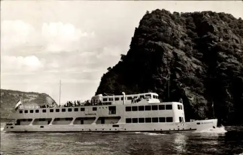 Ak Loreley, Blick zum Motorpassagierschiff Rijnhaven