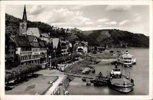 Ak Sankt Goar am Rhein, Rheinpromenade, Dampfer