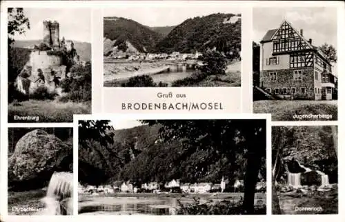 Ak Brodenbach an der Mosel, Ehrenburg, Jugendherberge, Donnerloch, Ehrbachklamm