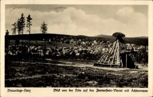 Ak Braunlage im Oberharz, Blick von der Köte auf das Jermerstein Viertel mit Achtermann