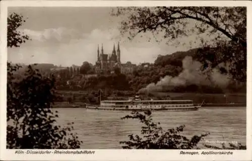 Ak Remagen im Kreis Ahrweiler, Köln Düsseldorfer Rheindampfschiffahrt, Apolinariskirche