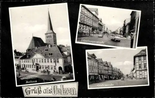 Ak Uelzen in Niedersachsen, Rathaus, Gudenstraße, Lüneburger Straße