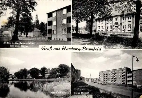 Ak Hamburg Wandsbek Bramfeld, Bezirksamt und Schule