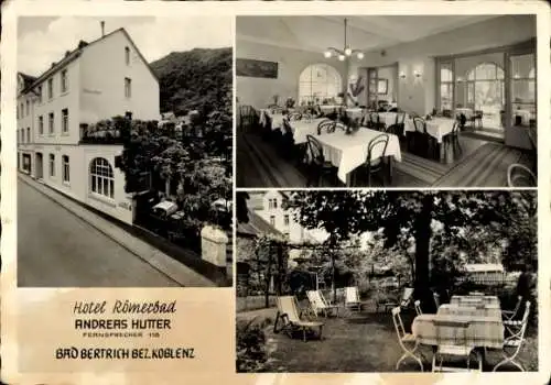 Ak Bad Bertrich an der Mosel Eifel, Hotel Römerbad, Terrasse, Gastraum