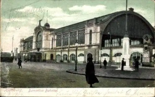 Ak Hamburg Eimsbüttel Rotherbaum, Dammtor Bahnhof, Straßenseite