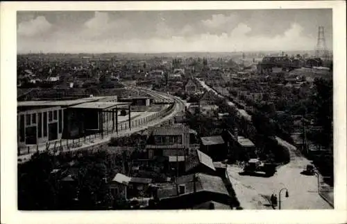 Ak Hamburg Bergedorf Moorfleet, Panorama, LKW, Brücke, Eisenbahnschienen