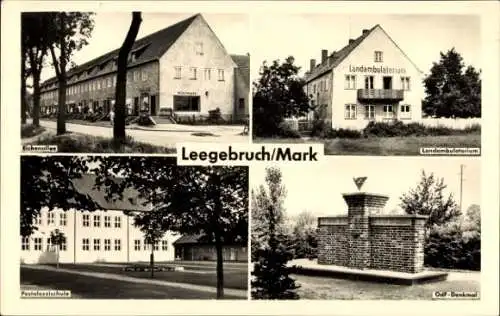 Ak Leegebruch in Brandenburg, Eichenallee, Landambulatorium, Pestalozzischule, OdF Denkmal