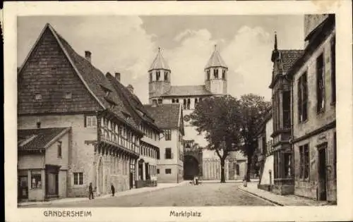 Ak Bad Gandersheim am Harz, Marktplatz, Kirche