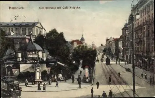 Ak Hannover in Niedersachsen, Georgstraße mit Blick auf Cafe Kröpcke