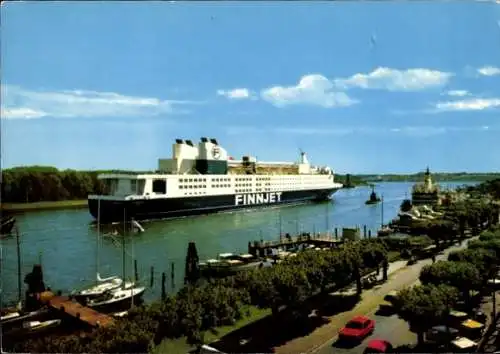 Ak Ostseebad Travemünde Lübeck, Passagierfährschiff Finnjet beim Einlaufen in den Hafen