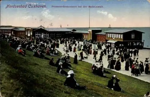 Ak Nordseebad Cuxhaven, Publikum beim Promenadenkonzert bei der Badeanstalt