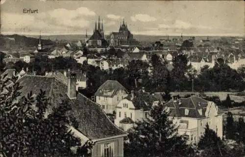 Ak Erfurt in Thüringen, Blick auf den Ort mit Dom und Severikirche