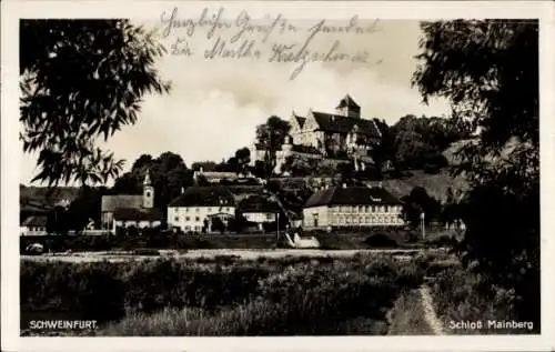 Ak Schweinfurt in Unterfranken Bayern, Blick auf Ortschaft und Schloß Mainberg
