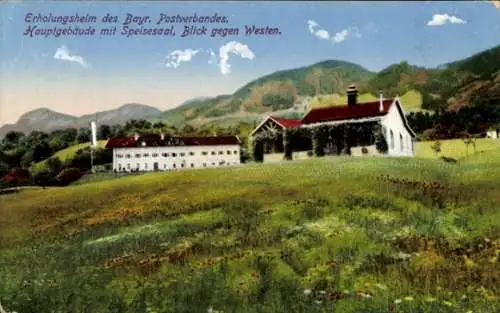 Ak Brannenburg in Oberbayern, Erholungsheim des Bayer. Postverbandes, Hauptgebäude, Speisesaal