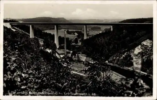 Ak Siebenlehn Großschirma in Sachsen, Autobahnbrücke Muldental, Panorama