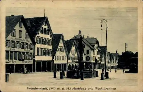 Ak Freudenstadt im Nordschwarzwald, Marktplatz, Brunnen